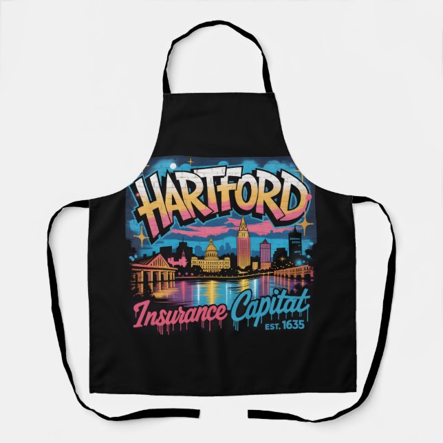Hartford Connecticut Graffiti Mural Skyline Art   Apron (Front)