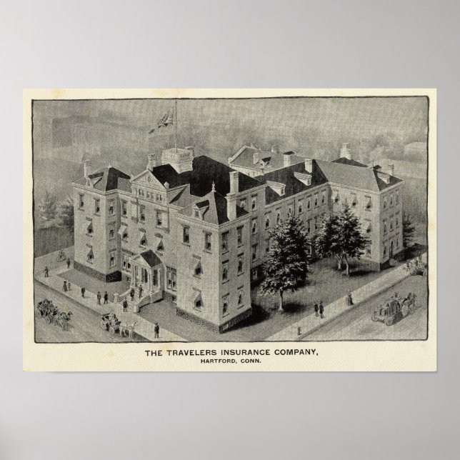 Hartford Connecticut Illustration Poster (Front)