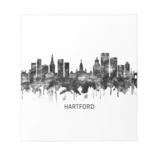 Hartford Connecticut Skyline BW Notepad