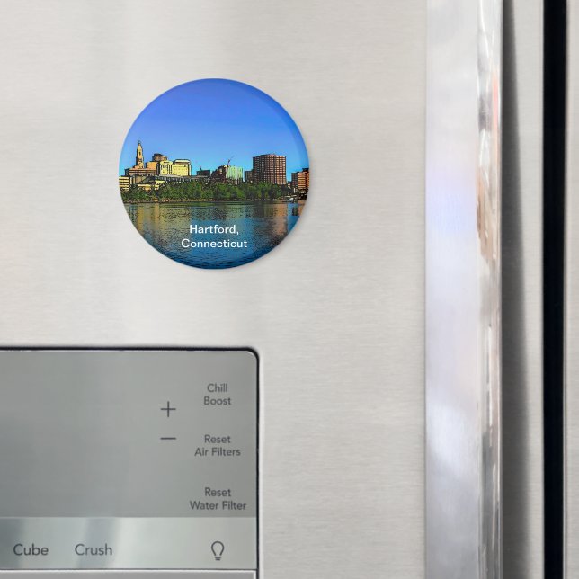 Hartford Connecticut Skyline Cartoon Magnet (In Situ (Fridge))