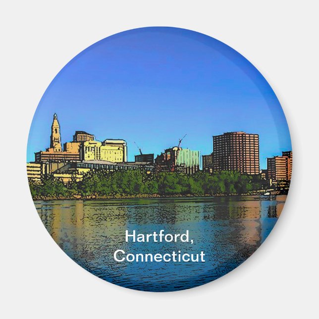 Hartford Connecticut Skyline Cartoon Magnet (Front)