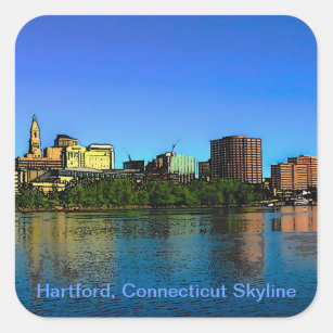 Hartford Connecticut Skyline Cartoon Square Sticker