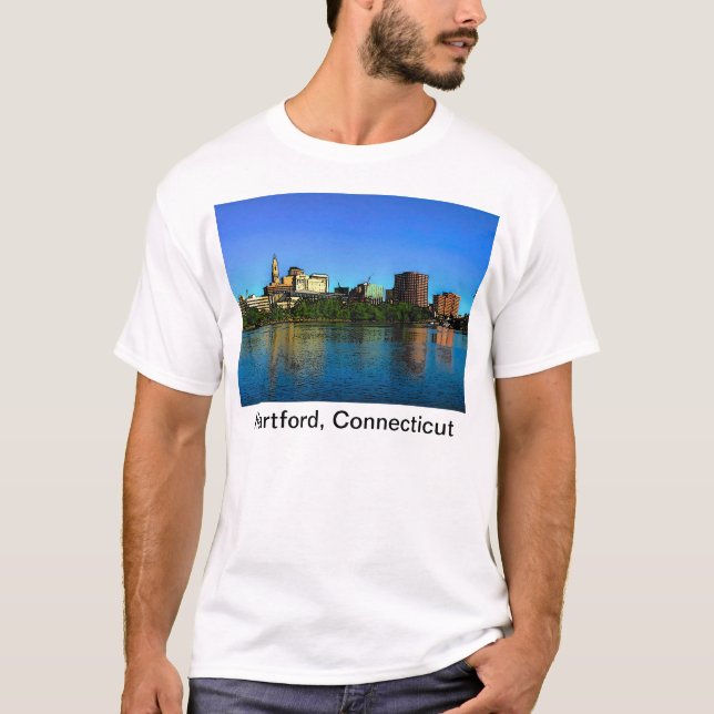 Hartford Connecticut Skyline Cartoon T-Shirt (Front)