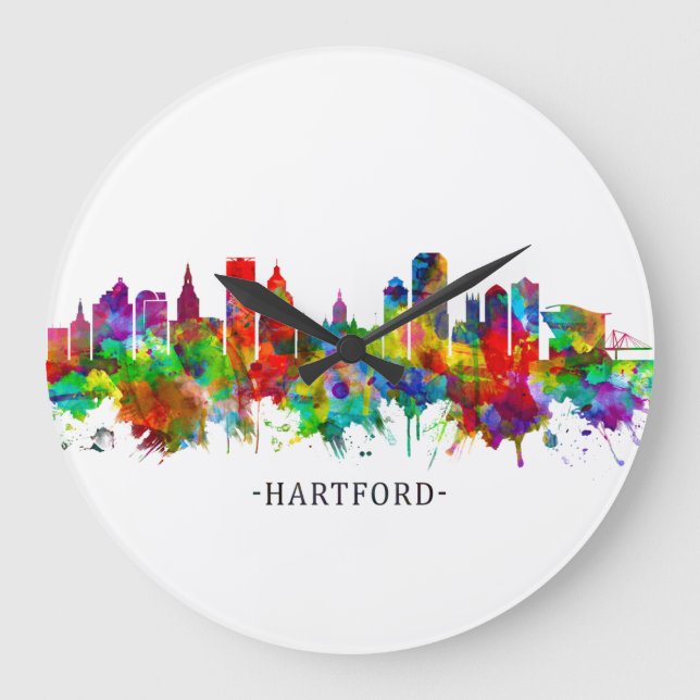 Hartford Connecticut Skyline Large Clock (Front)
