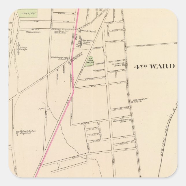 Hartford, Connecticut Square Sticker (Front)