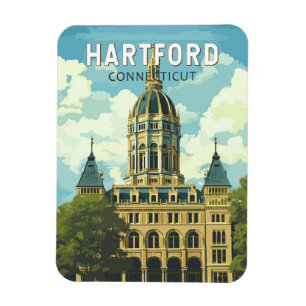 Hartford Connecticut Travel Art Vintage Magnet