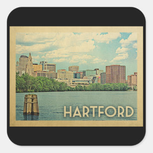 Hartford Connecticut Vintage Travel Square Sticker