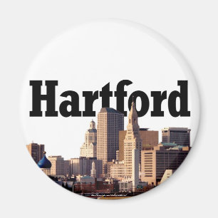 Hartford CT Skyline with "Hartford" in the sky Magnet