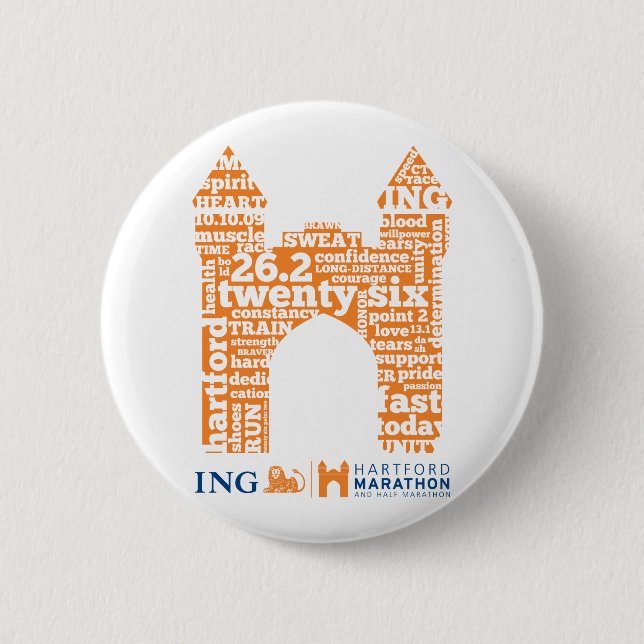 Hartford Marathon: Arch 6 Cm Round Badge (Front)