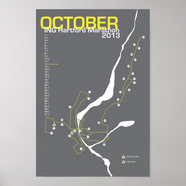 Hartford Marathon Map Poster (Front)