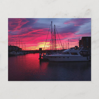 Hartlepool Marina Sunset Postcard