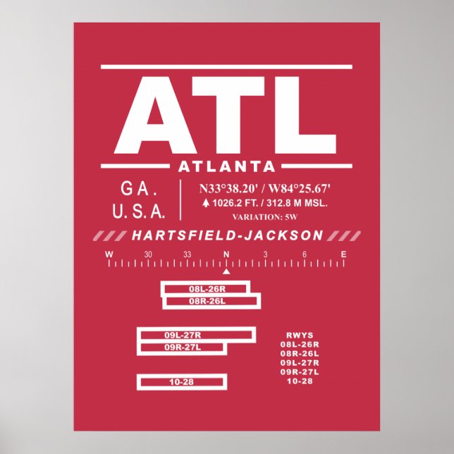 Hartsfield–Jackson Atlanta Intl Airport ATL Poster (Front)