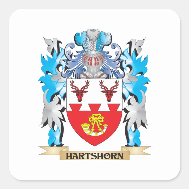Hartshorn Coat of Arms - Family Crest Square Sticker (Front)