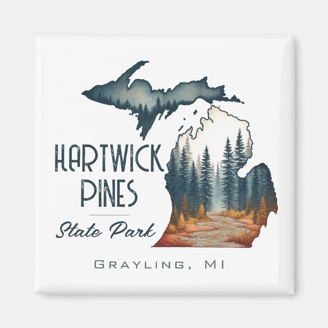 Hartwick Pines State Park Souvenir Gift Magnet (Front)