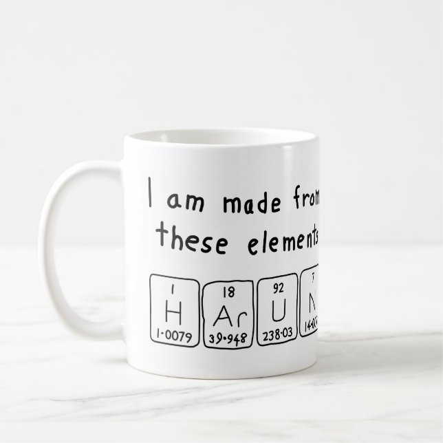 Harun periodic table name mug (Left)
