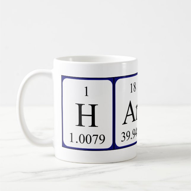 Harun periodic table name mug (Left)