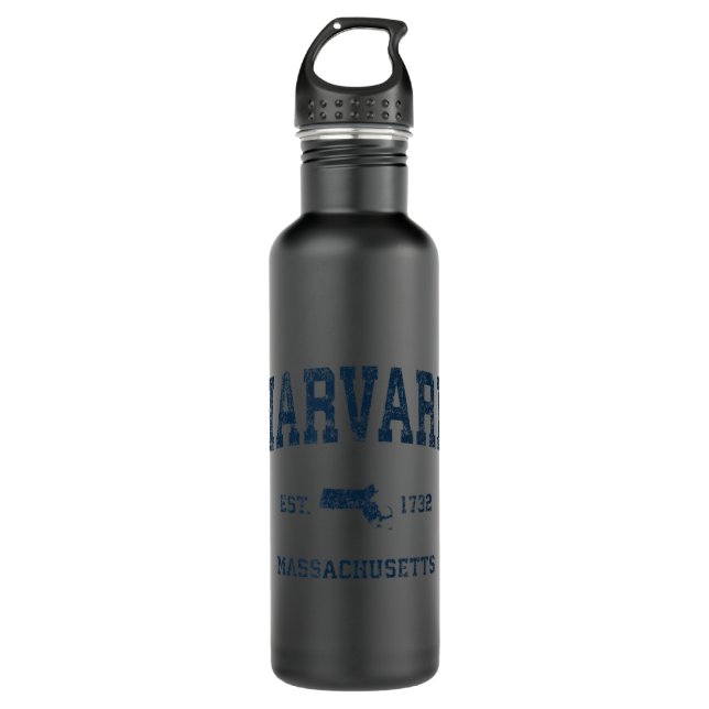 Harvard Massachusetts MA Vintage Sports Design Nav 710 Ml Water Bottle (Front)