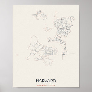 Harvard Massachusetts Street Map Poster