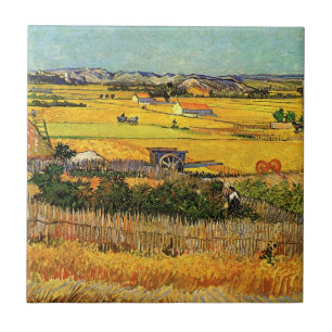 Harvest at La Crau, Montmajour by Vincent van Gogh Ceramic Tile