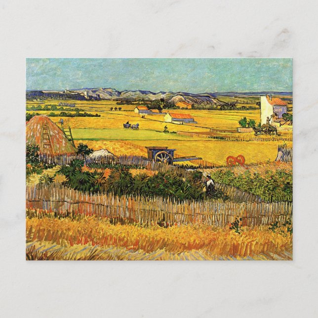 Harvest at La Crau, Montmajour by Vincent van Gogh Postcard (Front)