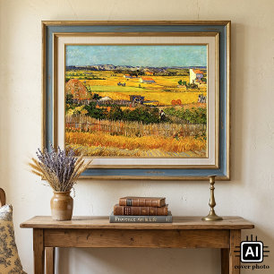 Harvest at La Crau, Montmajour by Vincent van Gogh Poster
