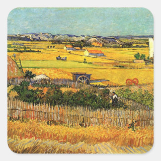 Harvest at La Crau, Montmajour by Vincent van Gogh Square Sticker