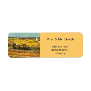 Harvest at La Crau, with Montmajour in the Backgro Return Address Label