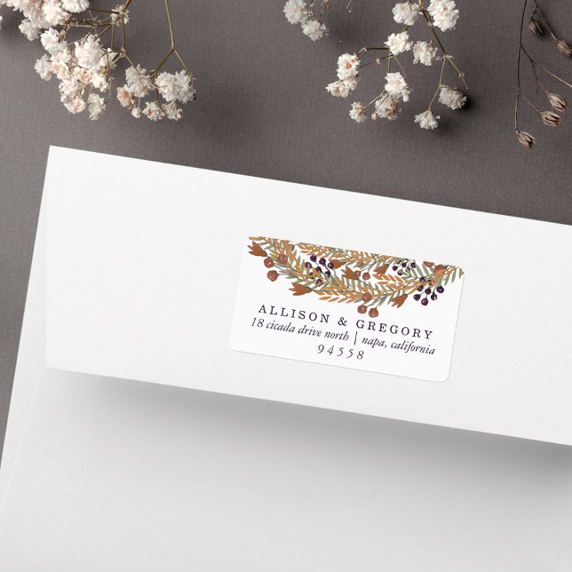 Harvest Berry Wreath Return Address Label (Creator Uploaded)