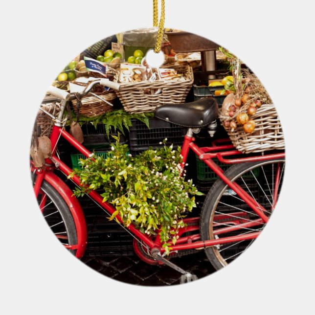 Harvest Bicycle Ceramic Ornament (Front)