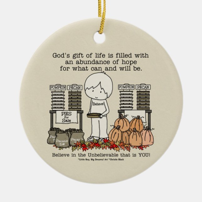 Harvest Blessing Ceramic Ornament (Front)