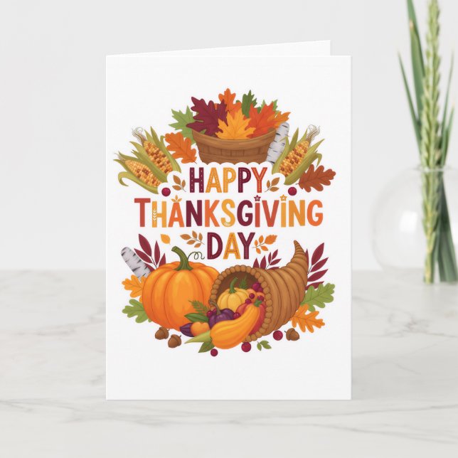 Harvest Blessings — Happy Thanksgiving Day Card (Front)