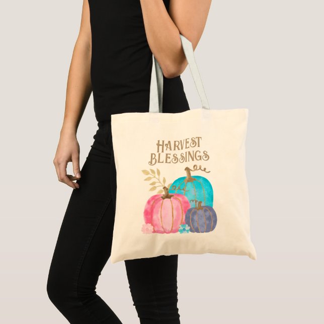 Harvest Blessings Painted Pumpkins Tote Bag (Front (Product))