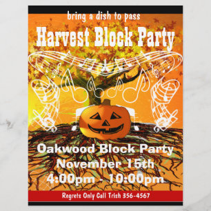 Harvest Block Party Event or Fall Event Flyer