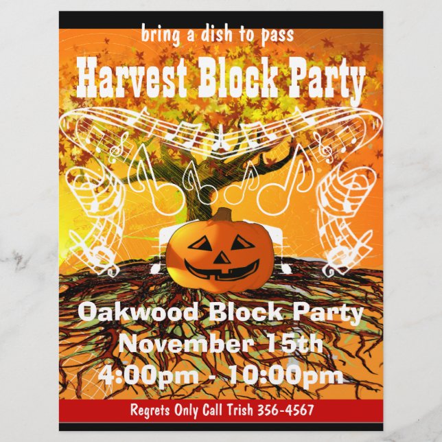 Harvest Block Party Event or Fall Event Flyer (Front)