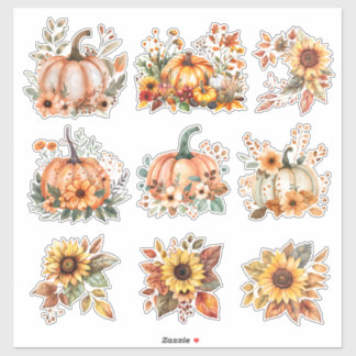 Harvest Blooms – Watercolor Pumpkin & Sunflower 