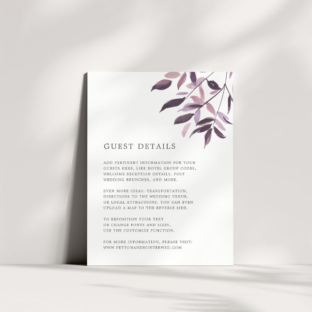 Harvest Blush Wedding Guest Details Card (Creator Uploaded)