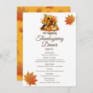 Harvest Bouquet&Fall Leaves Thanksgiving Dinner Menu