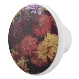Harvest Chrysanthemum Nocturne Ceramic Knob