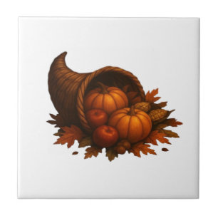 Harvest Cornucopia Glow Oversized T-Shirt.png Ceramic Tile