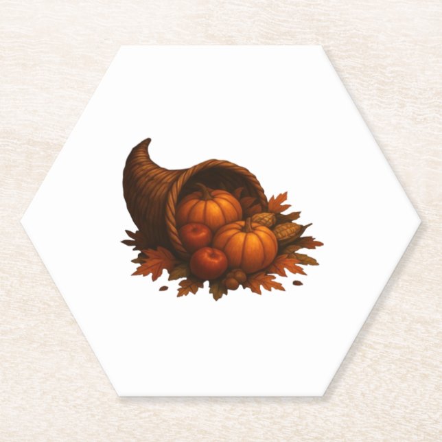Harvest Cornucopia Glow Oversized T-Shirt.png Paper Coaster (Front)