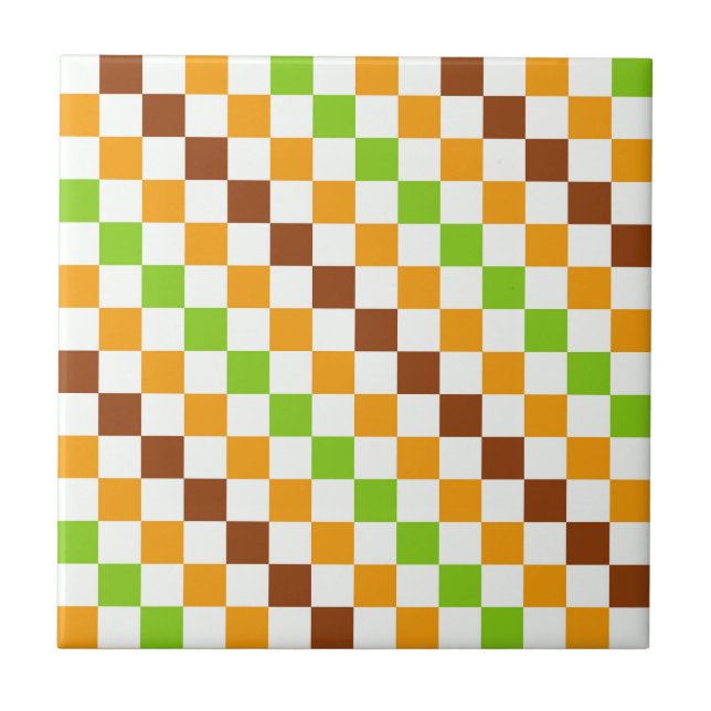 Harvest diagonal chequerboard pattern ceramic tile (Front)