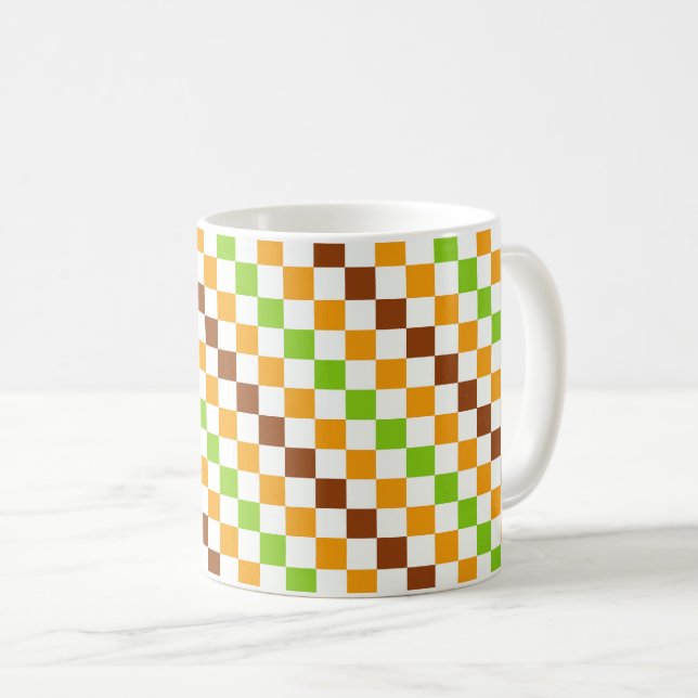 Harvest diagonal chequerboard pattern coffee mug (Front Right)