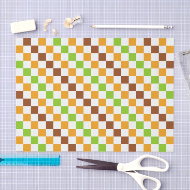 Harvest diagonal chequerboard pattern tissue paper (Craft)
