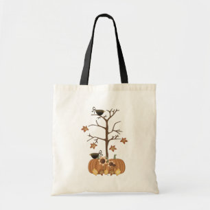 Harvest Fall Autumn Pumpkin Crow Leaves Tote Bag