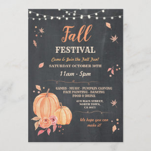 Harvest Fall Festival Pumpkin Autumn Event Chalk Invitation