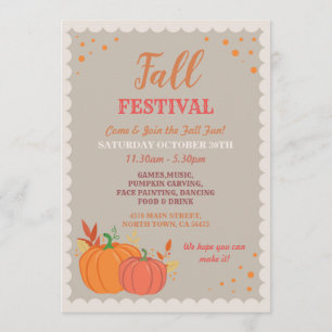 Harvest Fall Festival Pumpkin Leaves Autumn Event Invitation
