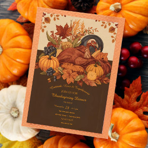 Harvest Feast Traditional Thanksgiving Dinner  Invitation