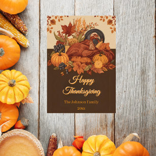 Harvest Feast Traditional Thanksgiving Greeting Holiday Card