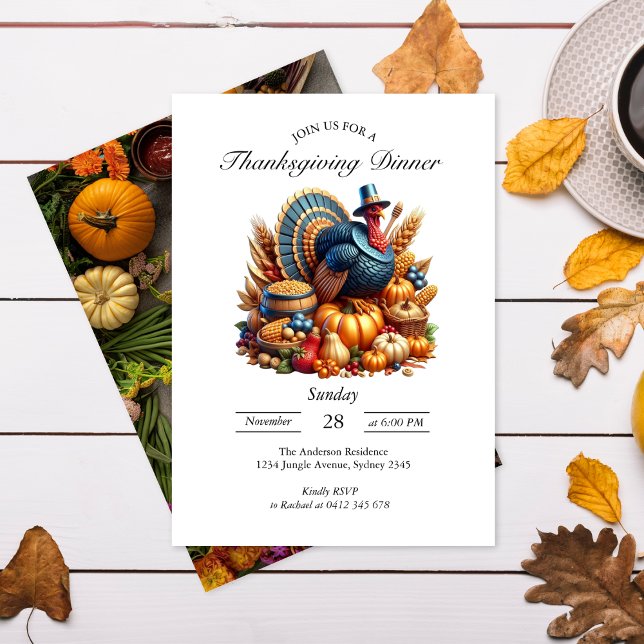 Harvest Feast w/ Turkey Thanksgiving Invitation (Creator Uploaded)