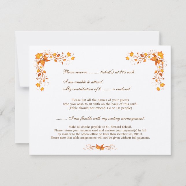 Harvest Festival RSVP Card with Envelope (Front)